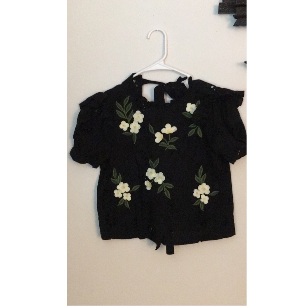 Zara black top tie-back